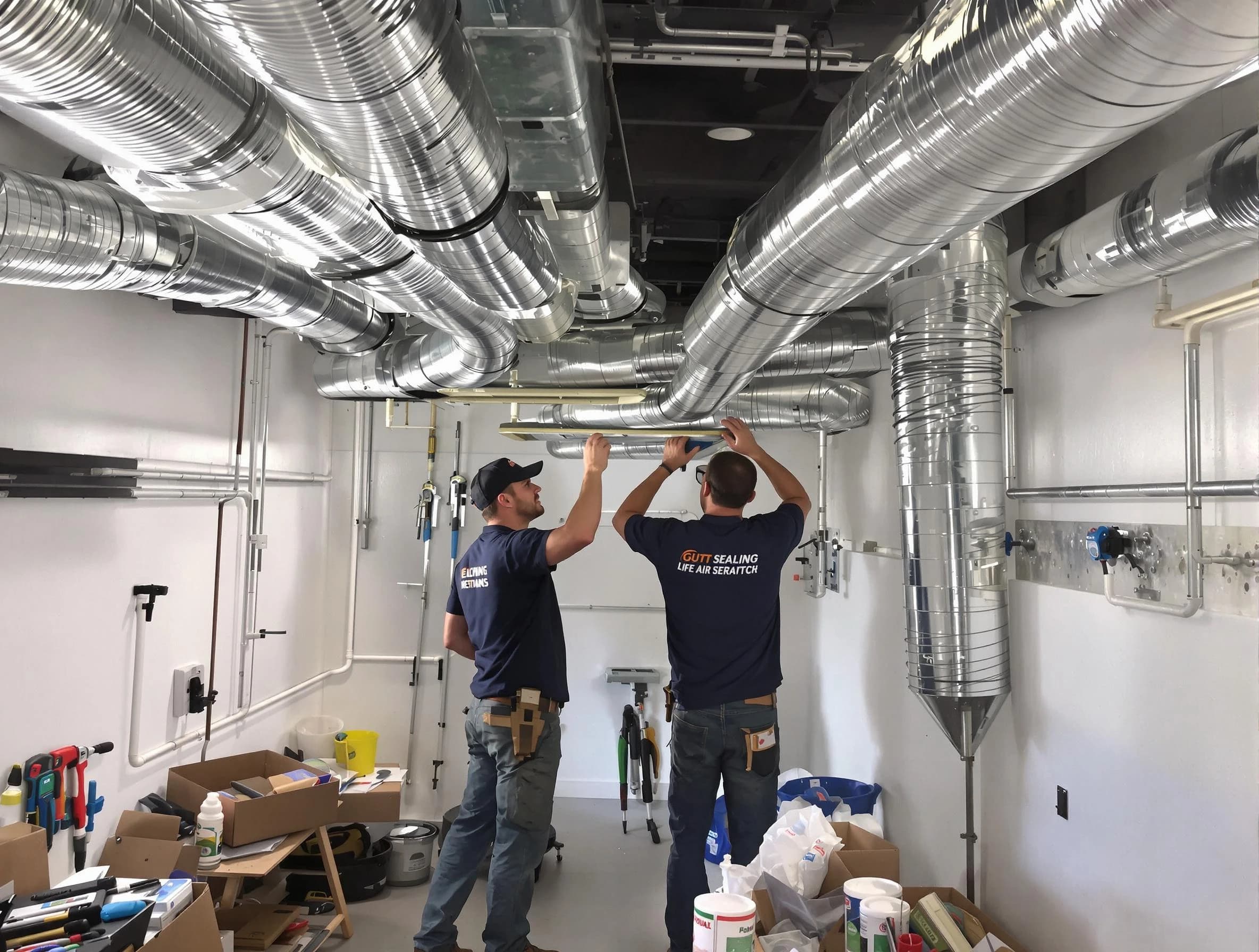 North Ogden Air Duct Cleaning technician applying professional duct sealing solutions in North Ogden