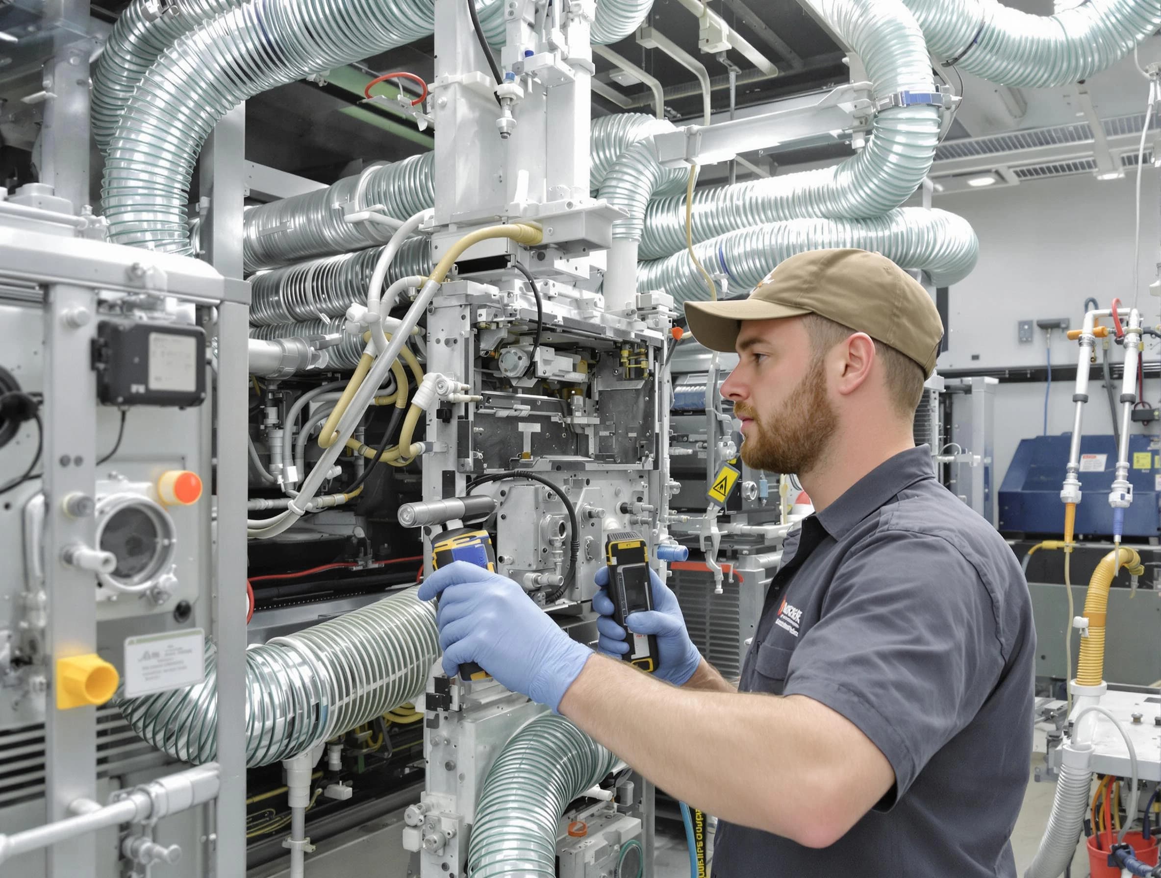 North Ogden Air Duct Cleaning technician performing precision commercial coil cleaning at a business facility in North Ogden
